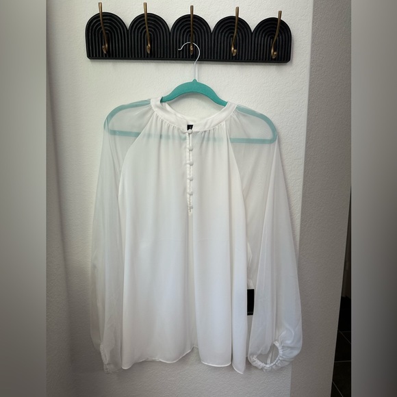 ELOQUII White Sheer Button down - Picture 1 of 3